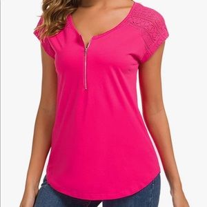 Pink shirt with front zipper